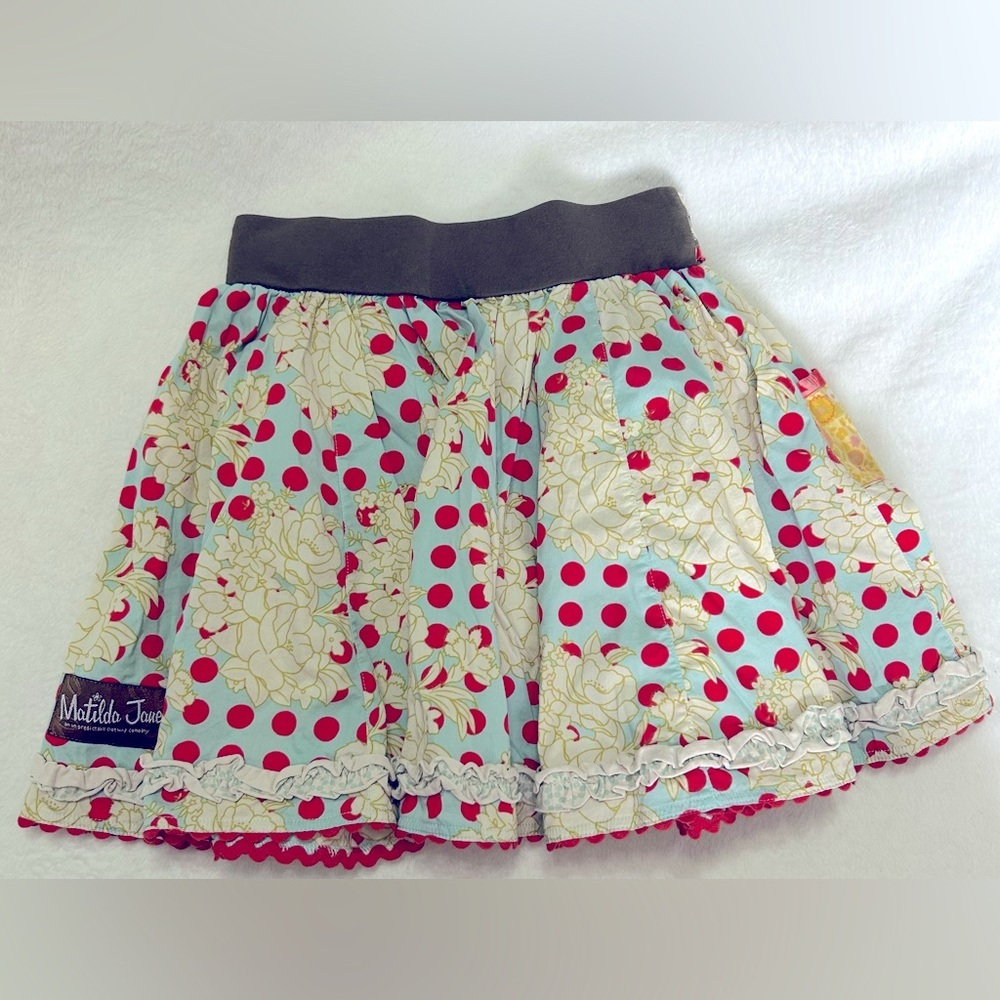Matilda Jane girls size 6 Colorful Polka Dot floral Seredipity Skirt - Picture 3 of 5